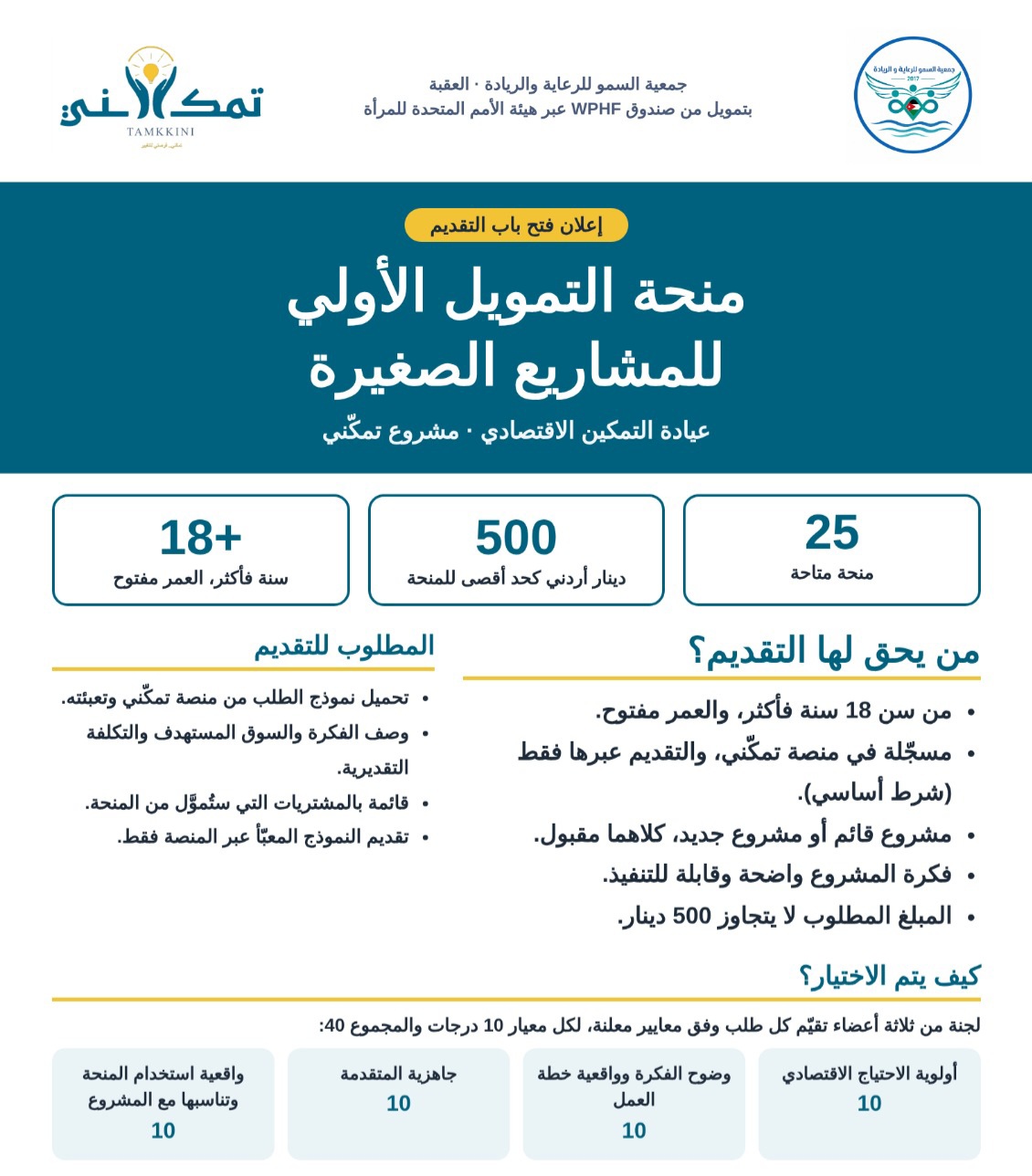 منحة التمويل الأولى للمشاريع الصغيرة